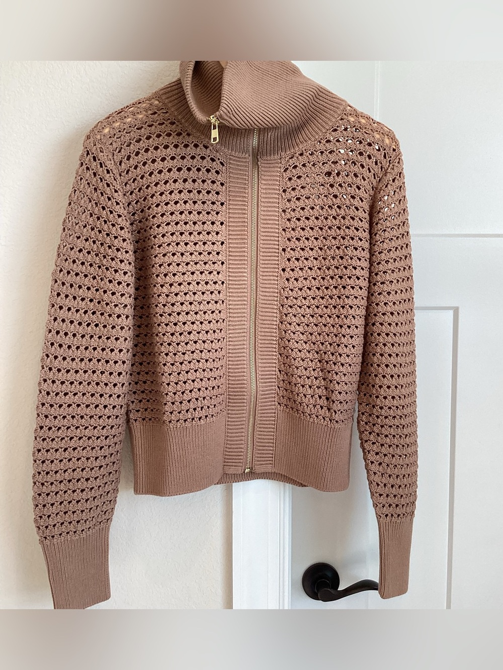 Varley Eloise Collared Full-Zip Knit Jacket New Medium Anthropologie Cedar Brown - Picture 5 of 13